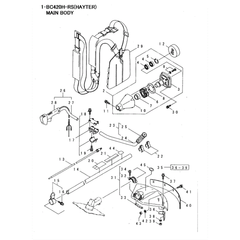 Hayter 463A Brushcutter (463A) Parts Diagram, Main Body