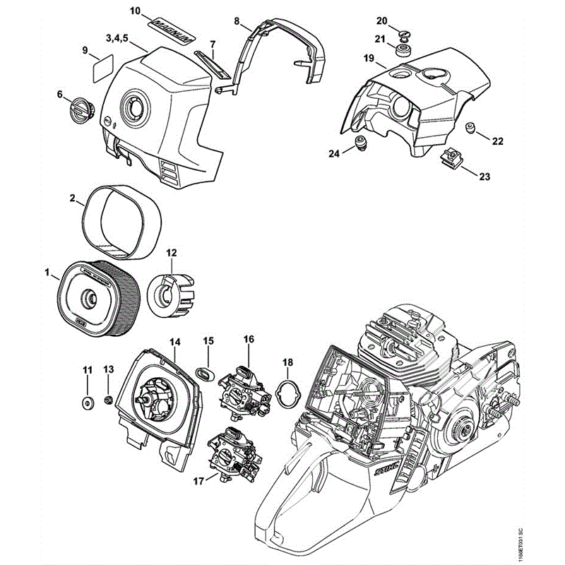 Stihl MS 661 CHAINSAW (MS 661) Parts Diagram, MS661-L AIR FILTER