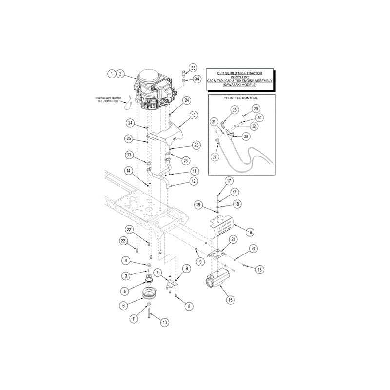 Countax C Series Kawasaki Lawn Tractor  2013 - 2015 (2013 - 2015) Parts Diagram, C60/T60/C80/T80 ENGINE ASSY