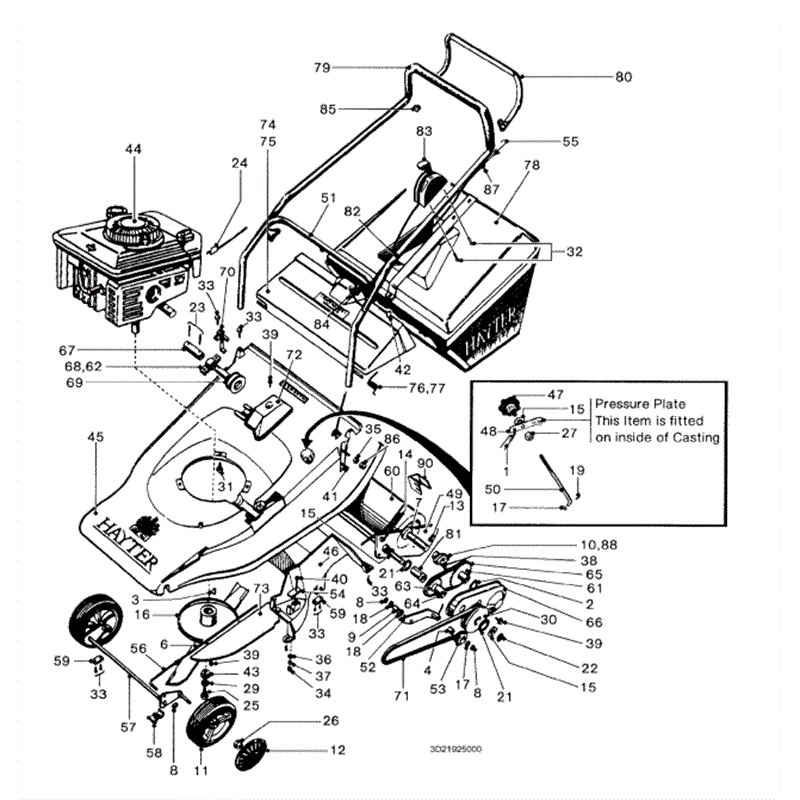 Hayter Harrier 48 (220) Lawnmower (220008836-220099999) Parts Diagram, Main Frame Assembly