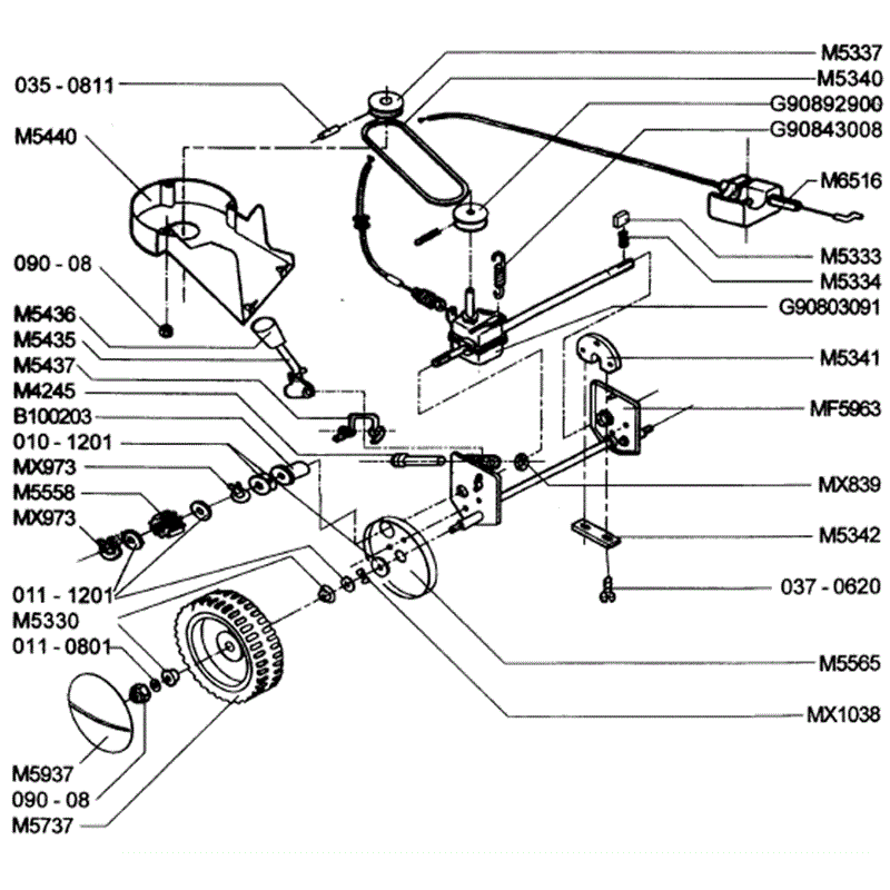 Mountfield Mercury-Jupiter (MP86901-MP86701) Parts Diagram, Powerdrive Assy