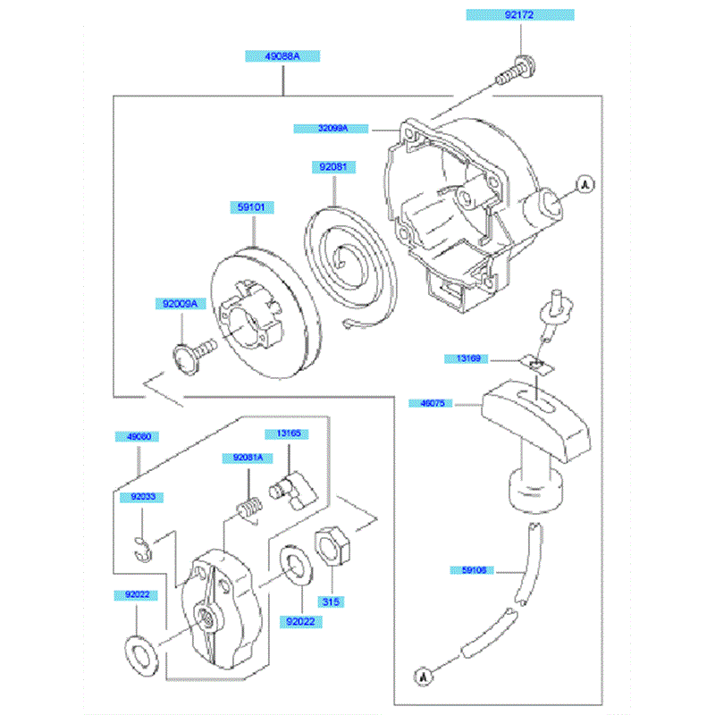 Kawasaki KBL23A (HA023G-AS51) Parts Diagram, Starter