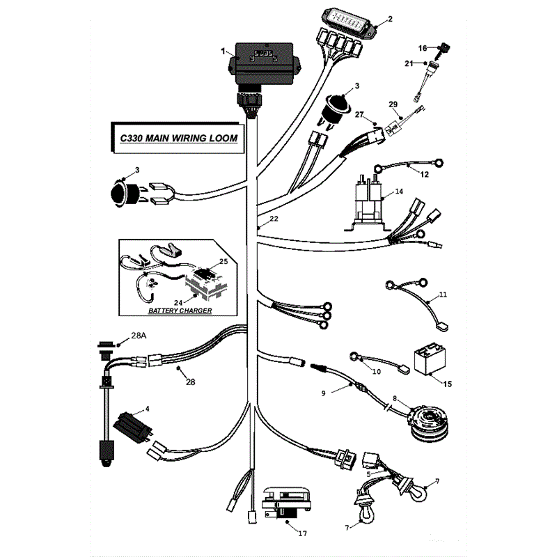 Countax C330 Lawn Tractor 2009 (2009) Parts Diagram, Main Wiring Loom