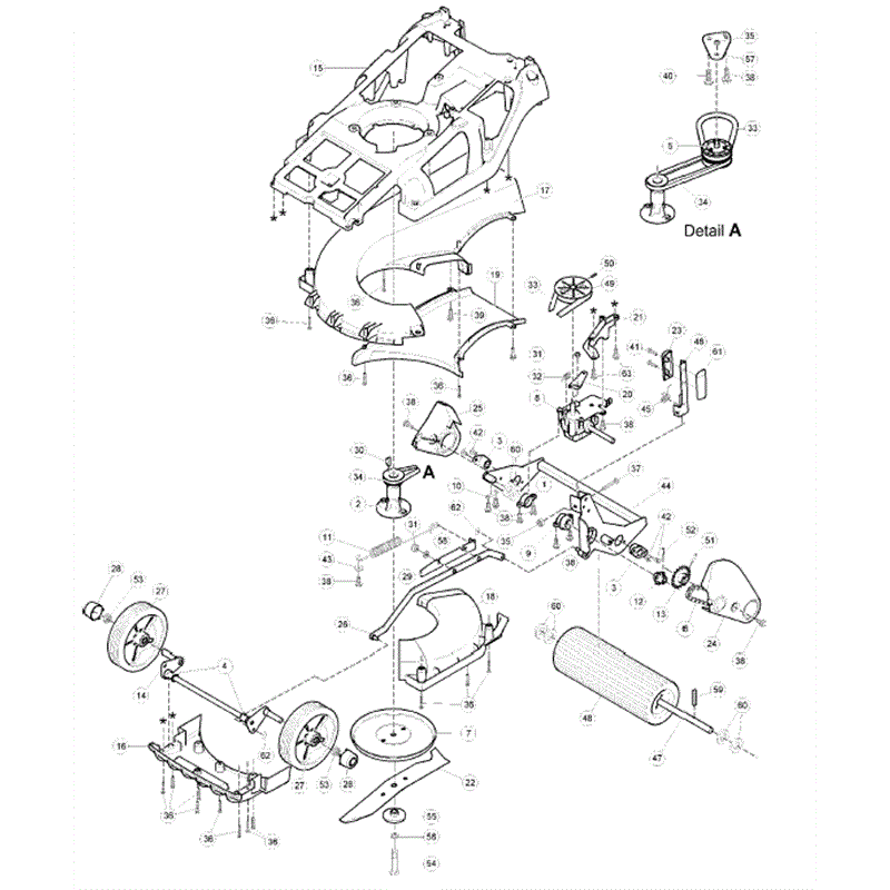 Hayter Spirit 41 Autodrive Rear Roller Lawnmower (619) (619E270000001 onwards) Parts Diagram, Lower Mainframe