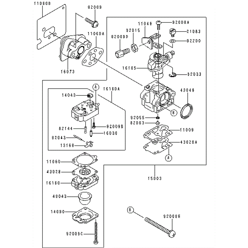 Kawasaki KBH34A (HA034F-AS50) Parts Diagram, CARBURETOR