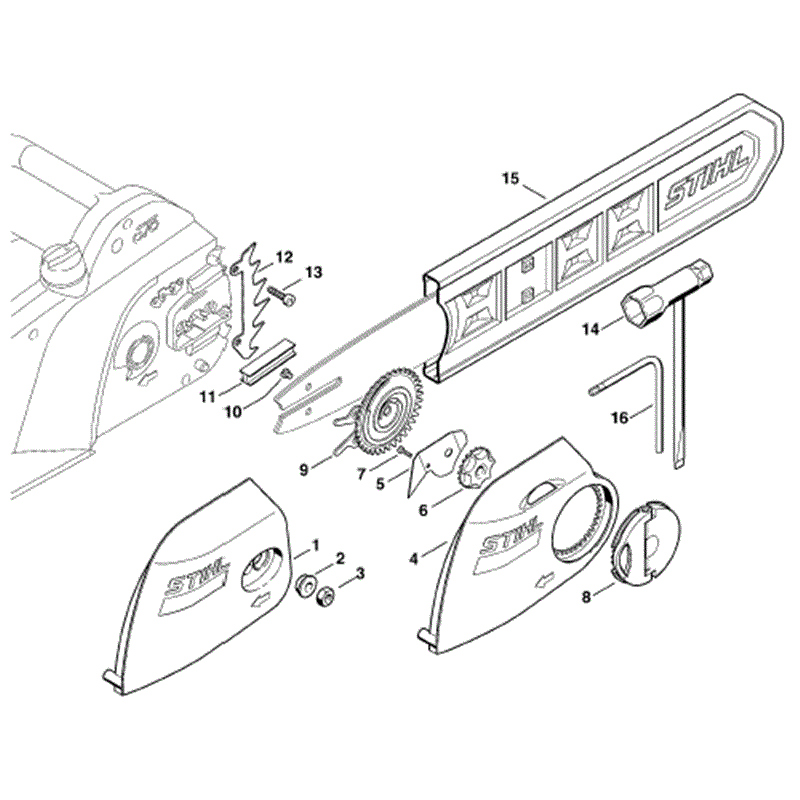 Stihl MSE 200 C Electric Chainsaw (MSE 200 C) Parts Diagram, Chain sprocket cover - Tools