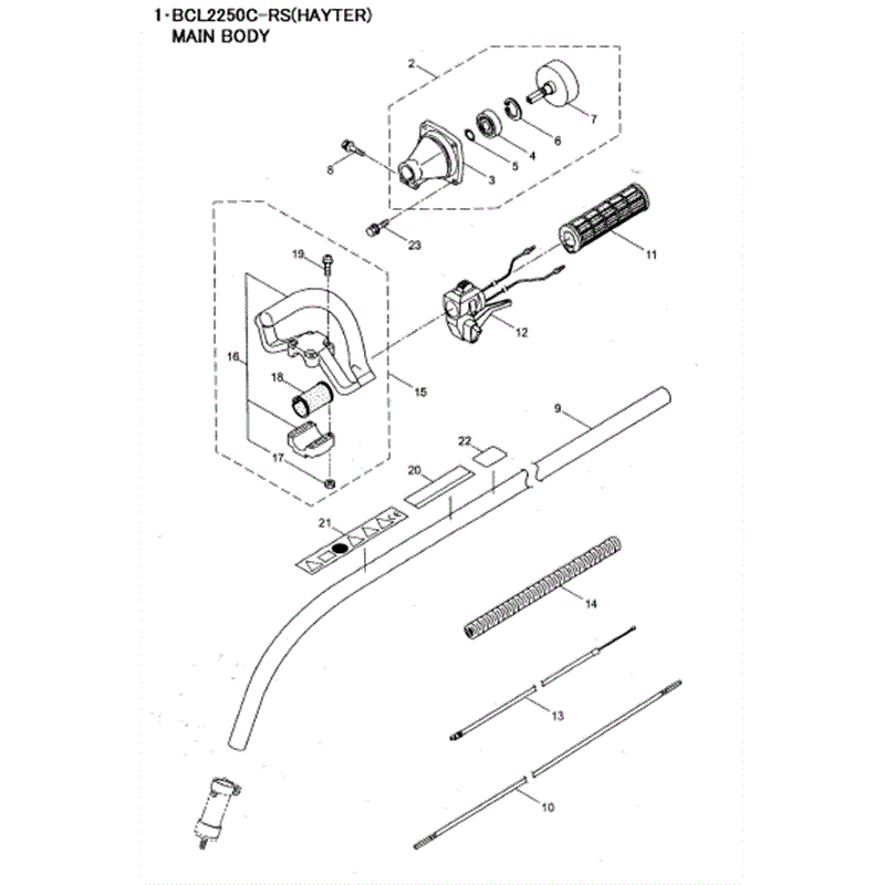 Hayter 460C Brushcutter (460C) Parts Diagram, Main Body