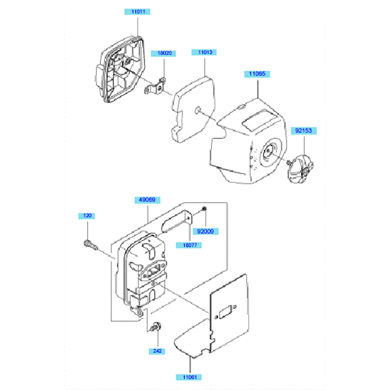 Kawasaki KBH35A  (HA035B-BS50) Parts Diagram, Air Filter/ Muffler