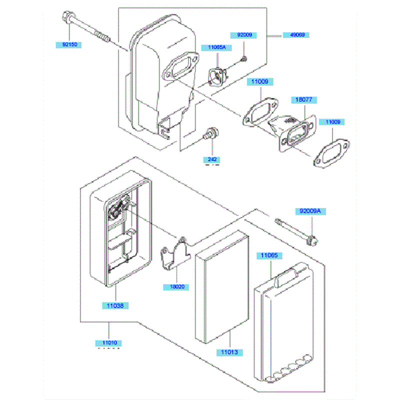 Kawasaki KRB400B (HG400A-BS51) Parts Diagram, Air Filter & Muffler