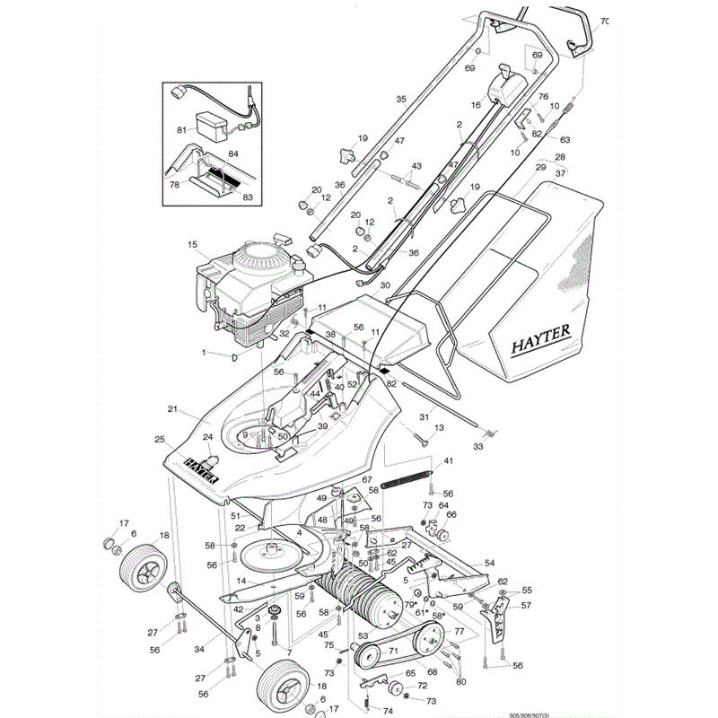 Hayter Harrier 41 (306) Lawnmower (30618567-306099999) Parts Diagram, Main Frame Assembly