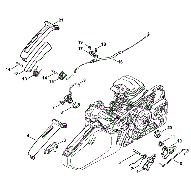 Stihl MS 251 Chainsaw (MS251) Parts Diagram, Throttle Control