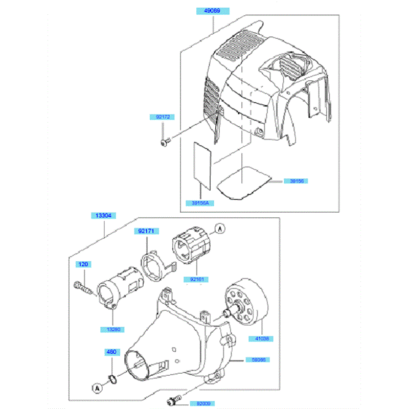 Kawasaki KCS525A (HK525B-BS50) Parts Diagram, Clutch Housing & Covers