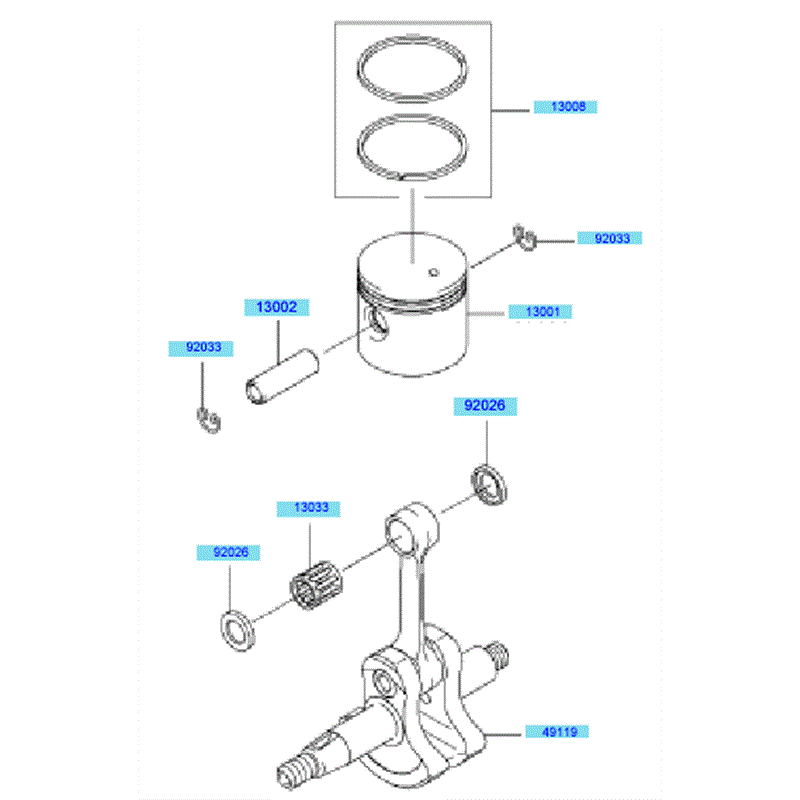 Kawasaki KCL525A (HK525A-BS50) Parts Diagram, Piston & Crankshaft