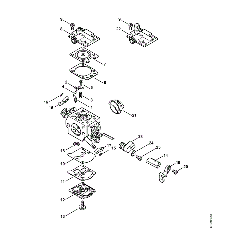 Stihl MS 241 Chainsaw (MS241 CM2-Mix) Parts Diagram, Carburetor WTF-1B