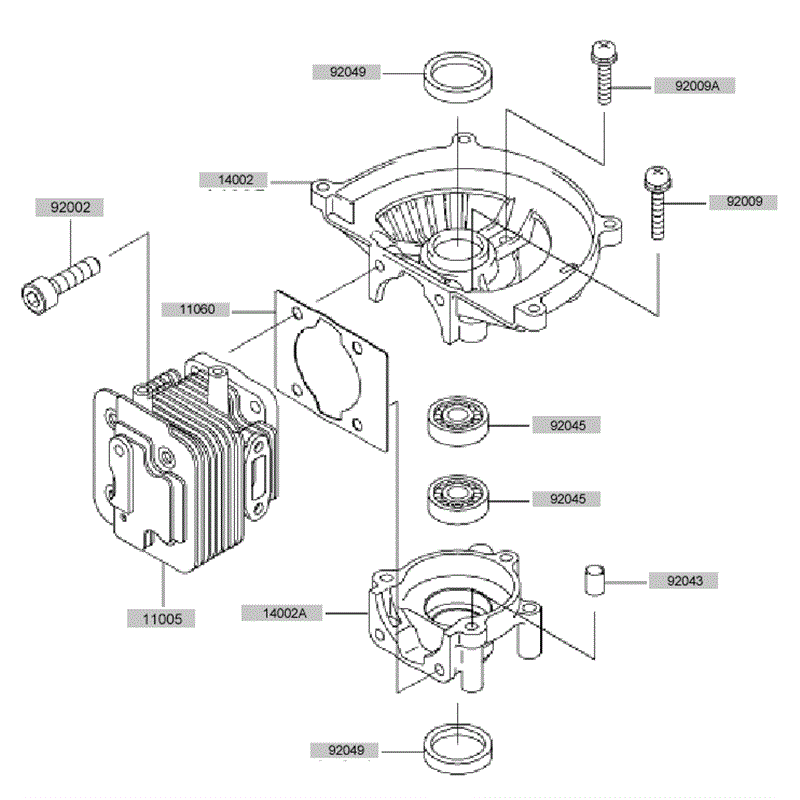 Kawasaki KHT600S (HB600C-AS50) Parts Diagram, Cylinder - Crankcase