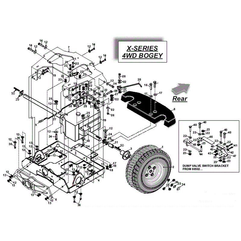 Countax X Series Rider 2009 (2009) Parts Diagram, 4WD Bogey Assembly