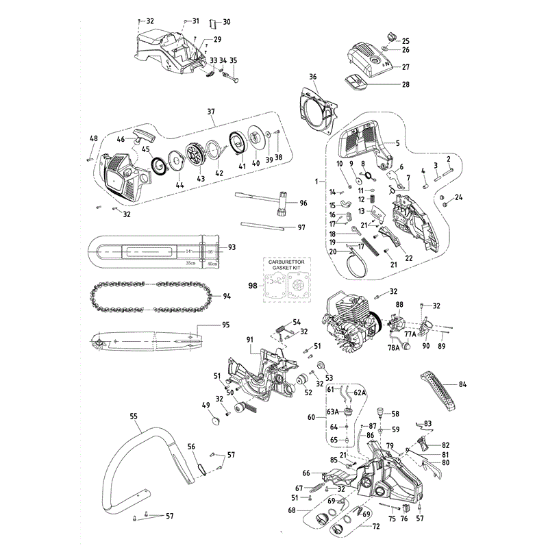 Mitox 38CS-Pro Chainsaw (38CS-Pro Chainsaw) Parts Diagram, BODY