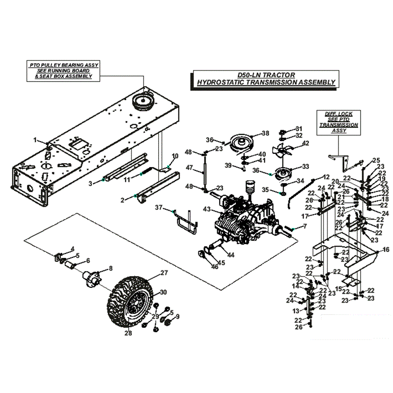 Countax D50LN Lawn Tractor 2007 (2007) Parts Diagram, Hydrostatic Transmission Assembly