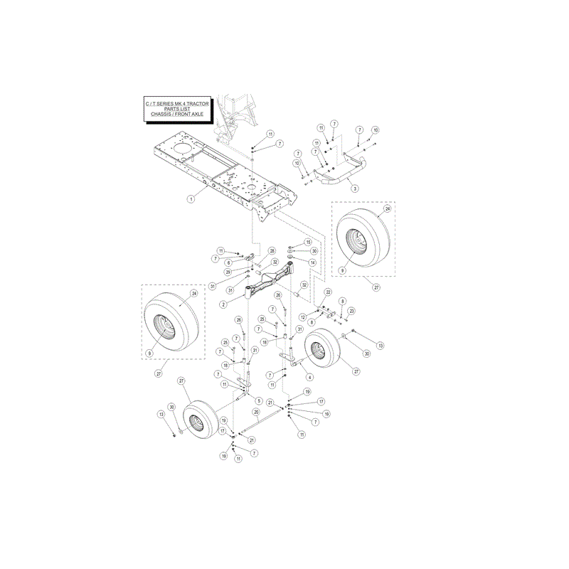 Countax C Series Kawasaki Lawn Tractor  2013 - 2015 (2013 - 2015) Parts Diagram, CHASSIS / FRONT AXLE