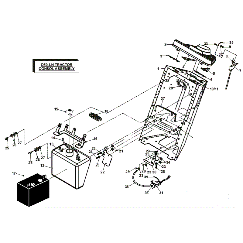 Countax D50LN Lawn Tractor 2007 (2007) Parts Diagram, Consol Assembly
