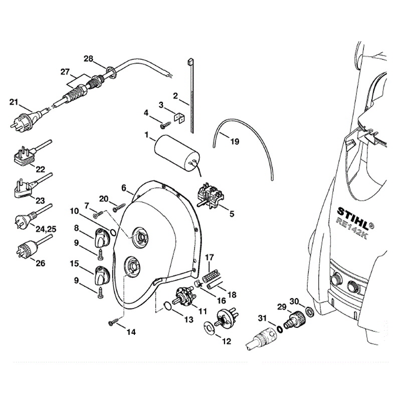 Stihl RE 162 PLUS Pressure Washer (RE 162 PLUS) Parts Diagram, Control box