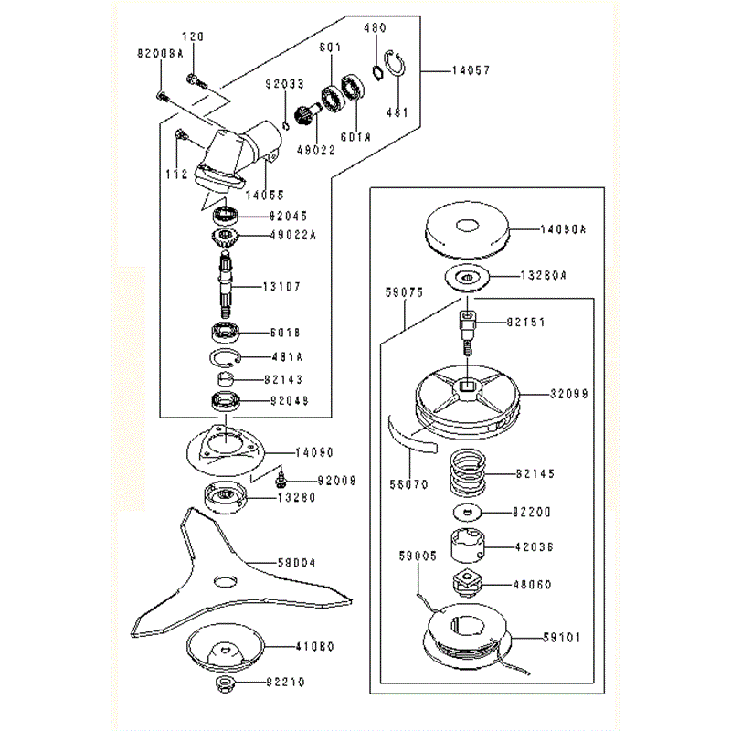 Kawasaki KBH43A (HA043F-AS50) Parts Diagram, CASE/CUTTER