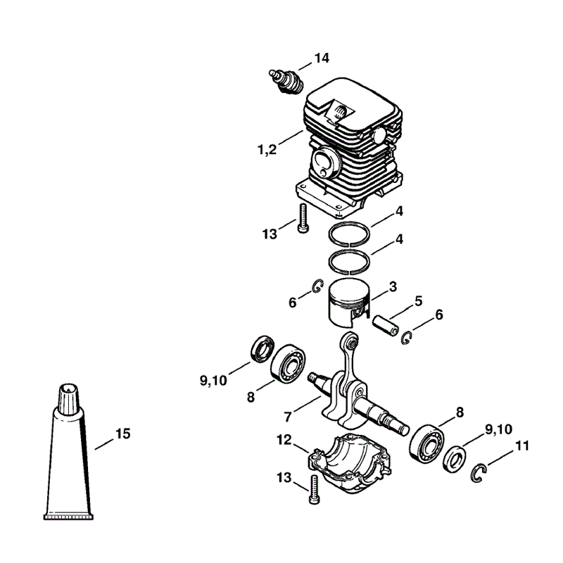 Stihl MS 170 Chainsaw (MS170Z) Parts Diagram, Cylinder