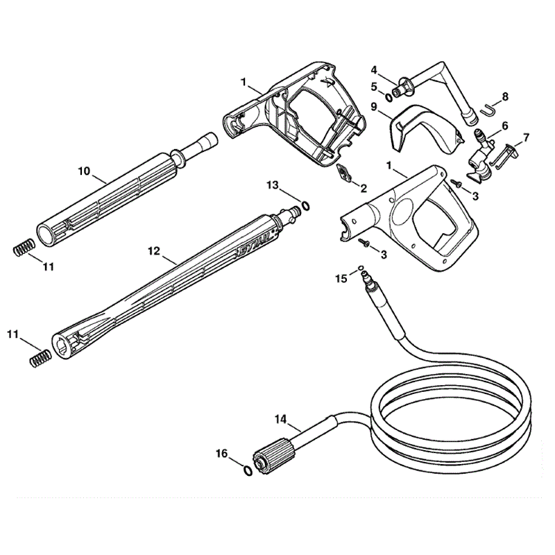 Stihl RE 162 Pressure Washer (RE 162) Parts Diagram, H Spray gun