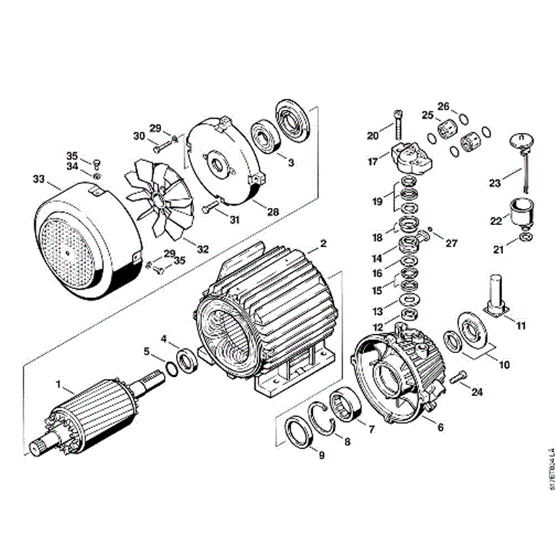 Stihl RB 400 K Pressure Washer (RB 400 K) Parts Diagram, D-Electric motor