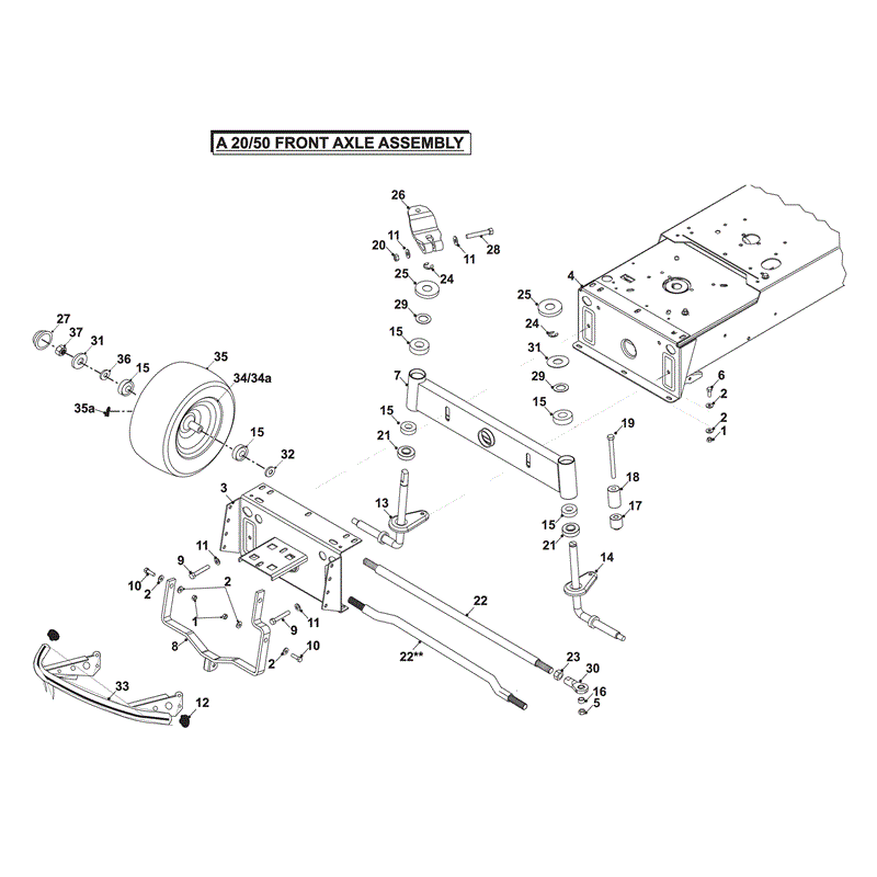 Countax A2050 Lawn Tractor 2004 (2004) Parts Diagram, FRONT AXLE ASSEMBLY