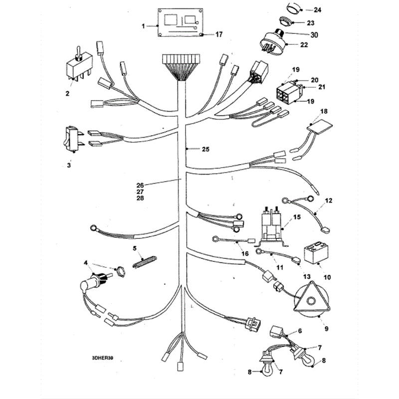 Hayter 14/38 (HY1438) Parts Diagram, Wiring Loom