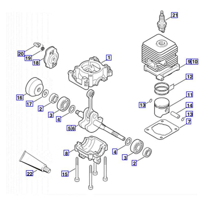 Stihl FS 55 Brushcutter (FS55) Parts Diagram, CRANKCASE - CYLINDER