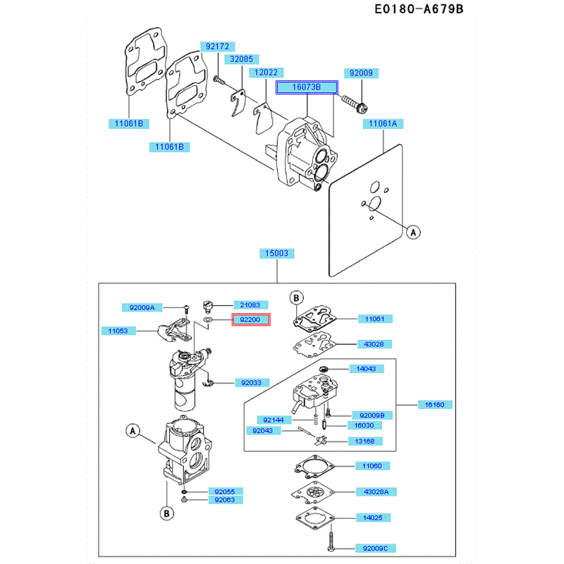 Kawasaki KRB750B (HG750A-AS50) Parts Diagram, Carburetor