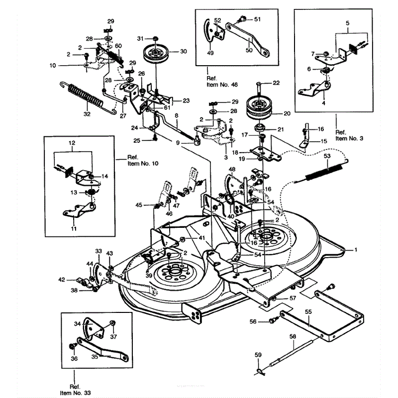 Hayter 12/40 (140P001001-140P099999) Parts Diagram, Deck Assembly 1