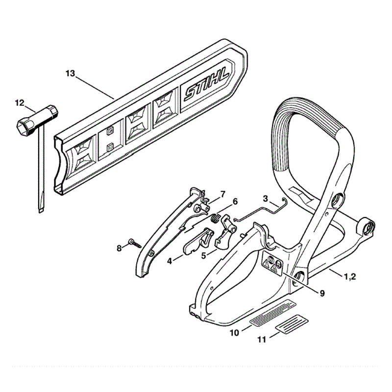 Stihl MS 180 Chainsaw (MS180C-BEZ) Parts Diagram, Handle Frame