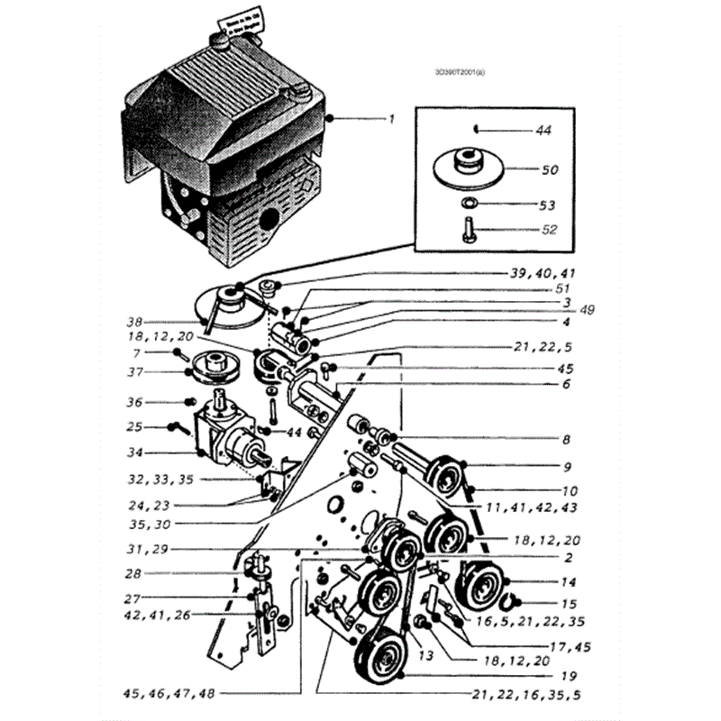 Hayter Ambassador Cylinder Lawnmower (390T002001-390T099999) Parts Diagram, Drive 