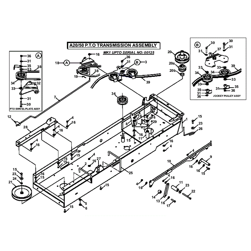 Countax A2050 - A2550 Lawn Tractor 2008 (2008) Parts Diagram, PTO Transmission Assembly