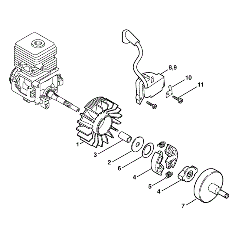 Stihl FS 45 Brushcutter (FS45-Z) Parts Diagram, Ignition system, Clutch
