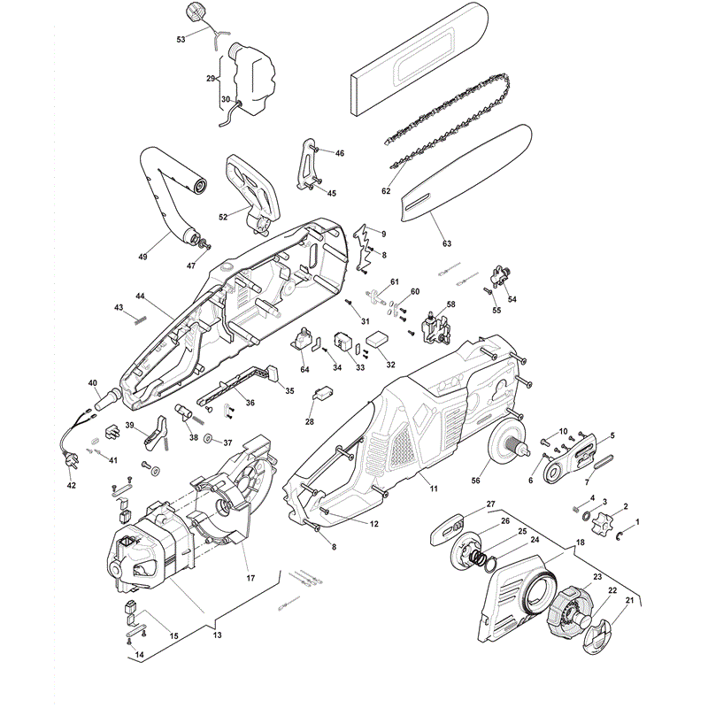 Mountfield MCS2400 Electric Chainsaw (2012) Parts Diagram, Page 1