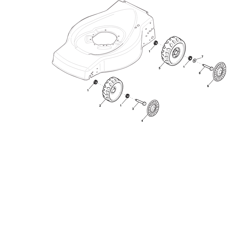 Mountfield HP45 Petrol Rotary Mower (299174643-M20 [2020]) Parts Diagram, Wheels and Hub Caps