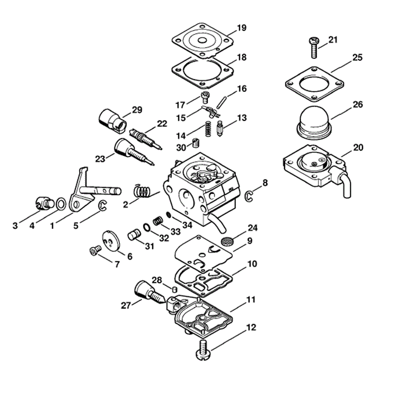 Stihl KM 55 C-E Engine (KM 55 C-E) Parts Diagram, Carburetor C1QS97A