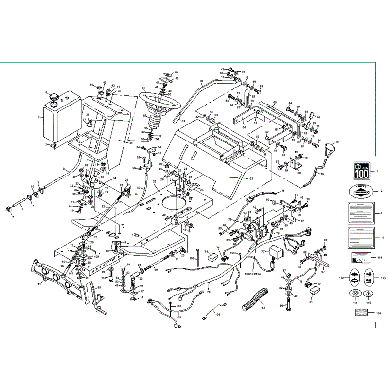 1997 S & T SERIES WESTWOOD TRACTORS (S1600-36) Parts Diagram, Steering	 Gear Change and Electrical Controls