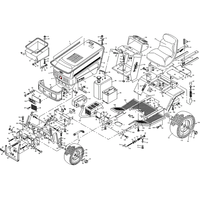 1997 S & T SERIES WESTWOOD TRACTORS (T1600H-36) Parts Diagram, Tractor Chassis and Upper Body Panels