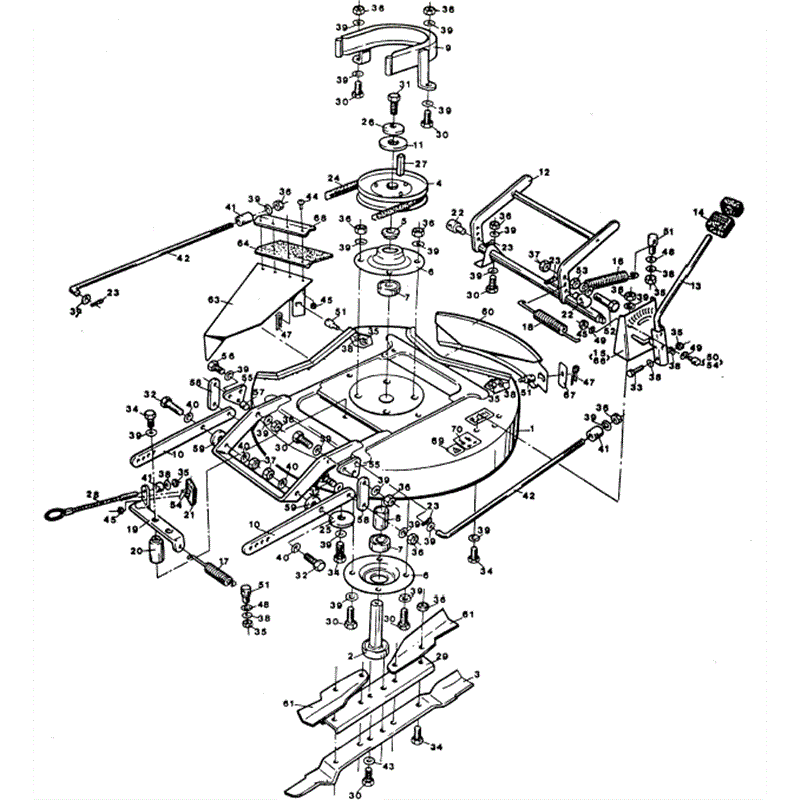 1987 S-T & D SERIES WESTWOOD TRACTORS (1987) Parts Diagram, 30" Side discharge grass cutter