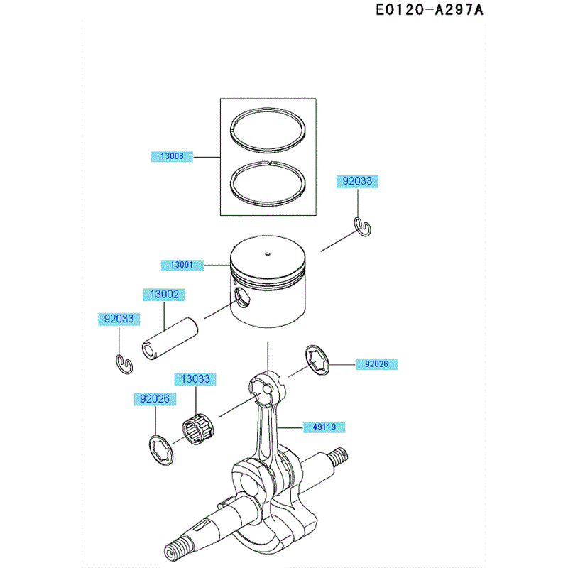 Kawasaki KRB650B (HA650A-AS50) Parts Diagram, Piston - Crankshaft