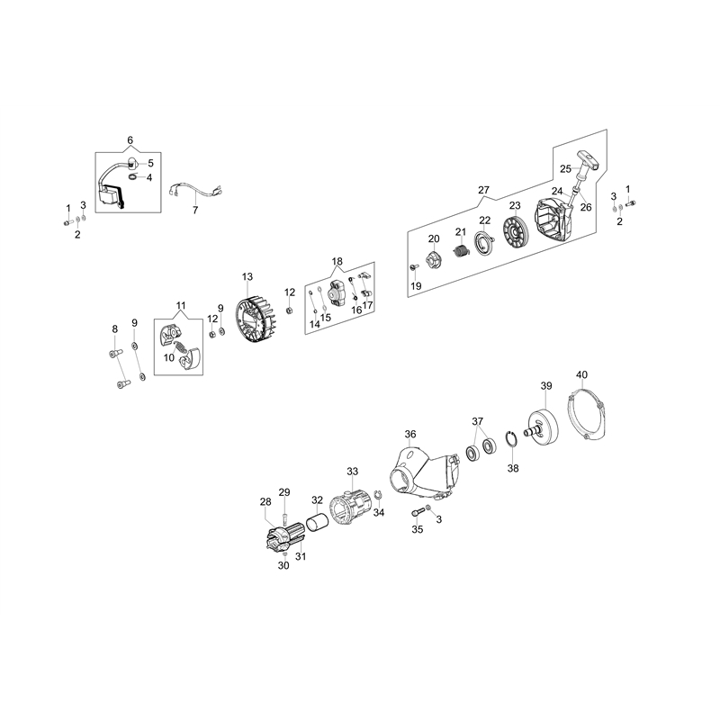 Oleo-Mac BC 430 TL (BC 430 TL) Parts Diagram, Starter assy and clutch