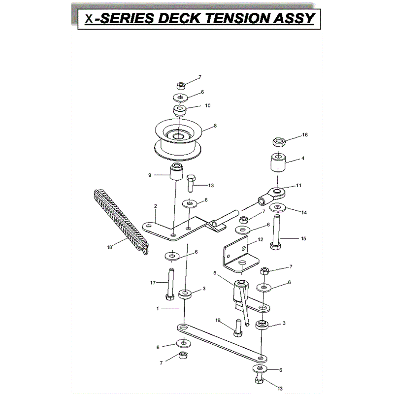 Countax X Series Rider 2009 (2009) Parts Diagram, Deck Tension Assembly