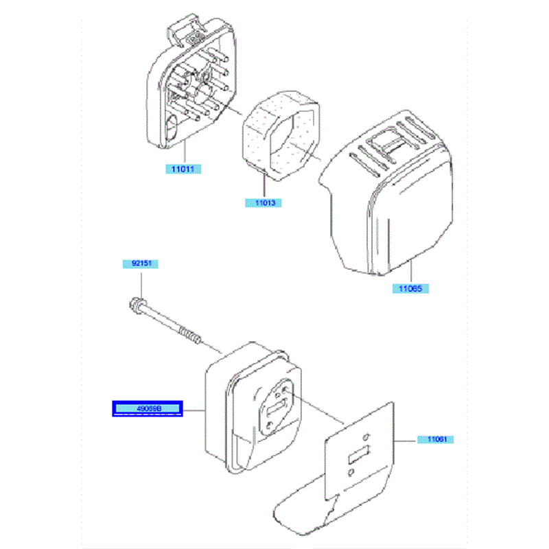 Kawasaki KBH27A  (HA027F-AS50) Parts Diagram, Air Filter	 Muffler