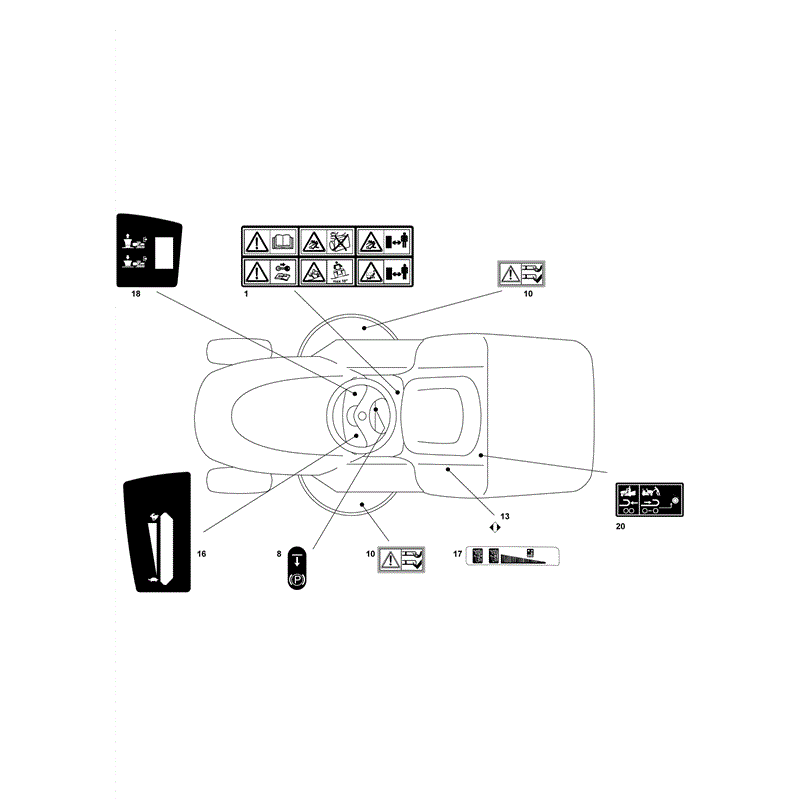 Castel / Twincut / Lawnking XHX23V4WD (2009) Parts Diagram, Labels