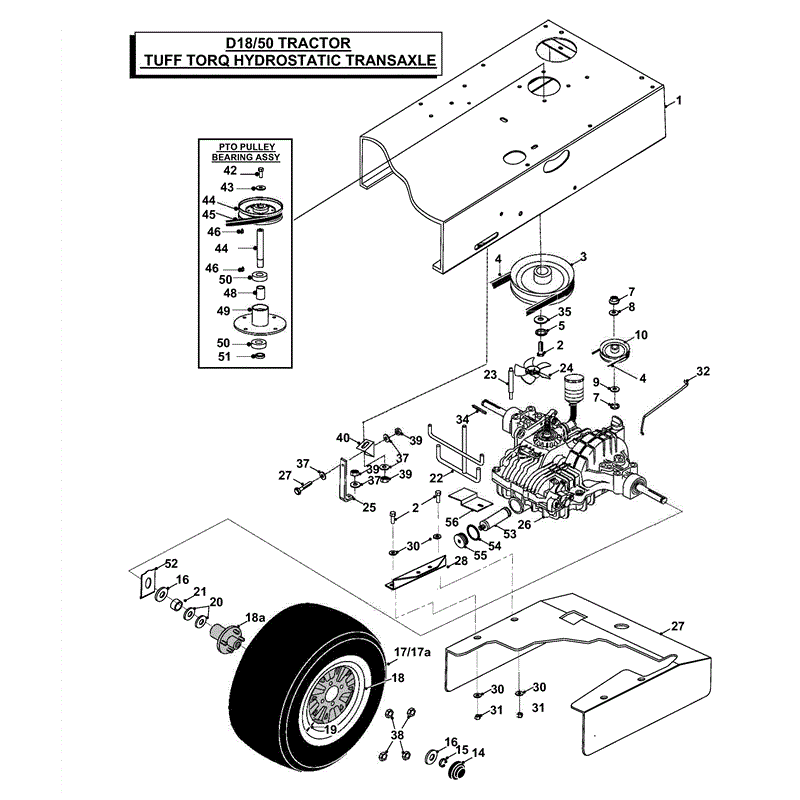 Countax D18-50 Lawn Tractor 2000 - 2003  (2000 - 2003) Parts Diagram, TUFF TORQ HYDROSTATIC K66